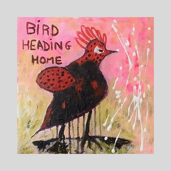 Bird Heading Home, L. Sims, 12" x 12" Painting Libby Sims