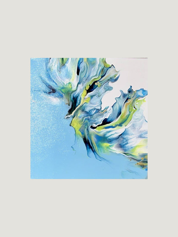 Blue Sweeps of Wind, 12" x 12" Painting Wendy Mataija