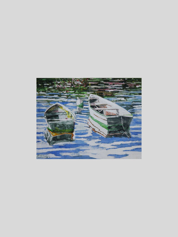 Boats Catching the Morning Light 11" x 14" Painting Micheal Zarowsky
