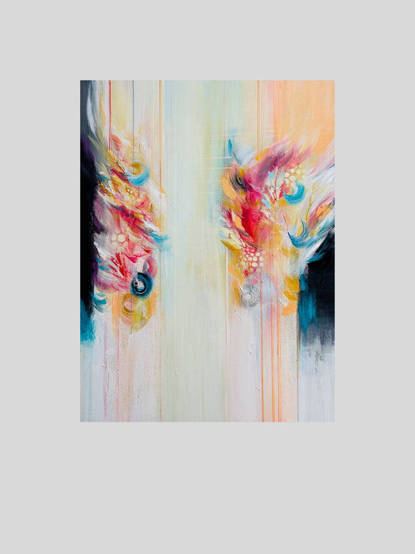 Courtship Birds, 40" x 30" Painting Maryam Ebrahimi