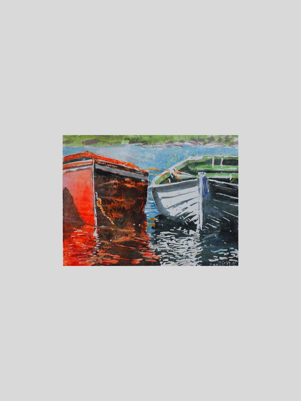 Dories Nova Scotia 10 3/8"x 14" Painting Micheal Zarowsky