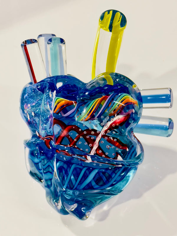 Human Glass Heart 6" x 6" Sculpture Alyssa Getz & Tommy Cudmore