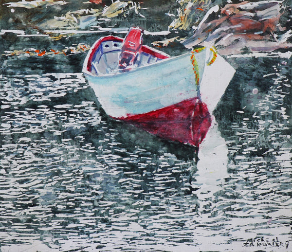 Morning Dory with Sparkles, Blue Rocks NS 12"x13" Painting Micheal Zarowsky
