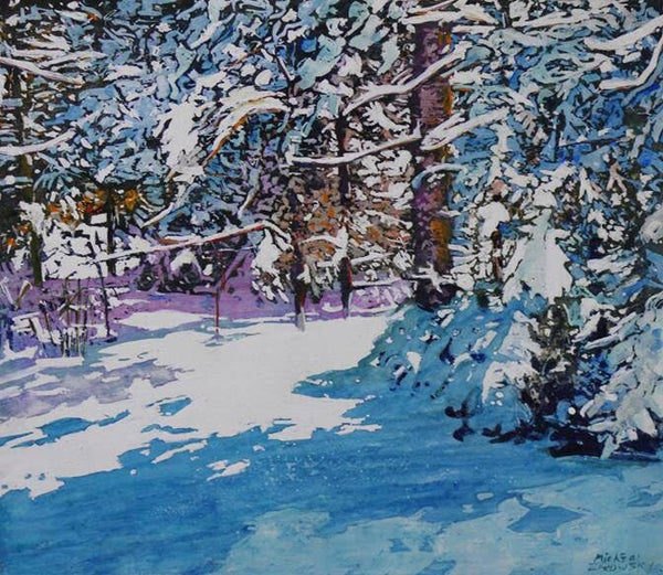 "Sunlight streaming after an overnight snowfall, "21 x 24 Painting Micheal Zarowsky
