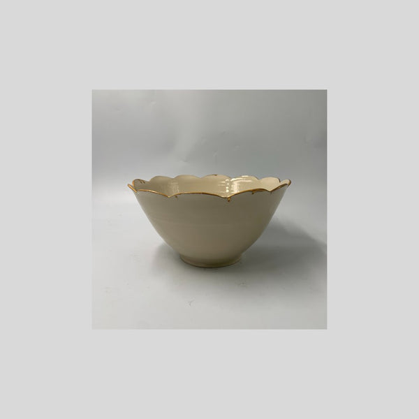 Scalloped Gold Porcelain Bowl," 5.5" x 11" x 11" Craft Catherine Goldnau