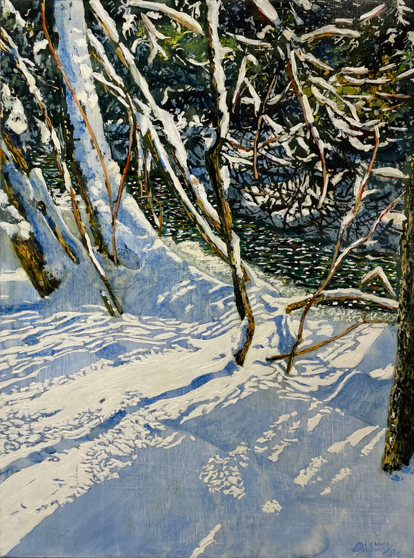 Small Light Across the Stream, 24"x18" Painting M. Zarowsky