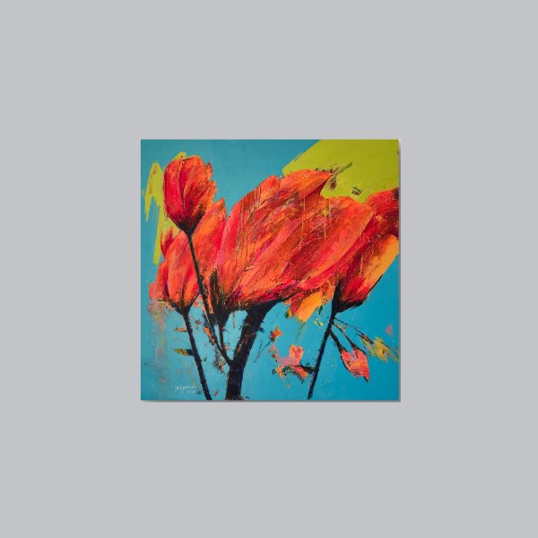 Blossom 5, 36" x 36" Painting Reza Bigonah