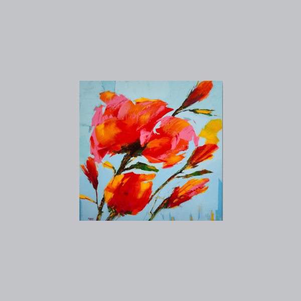 Blossom 6, 24" x 24" Painting Reza Bigonah