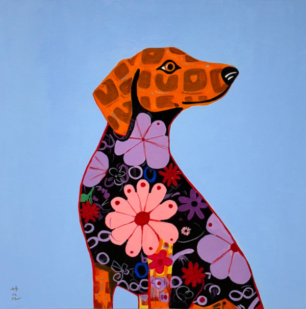 Blossoming Dog, 20" x 20" Painting Sahar Manri