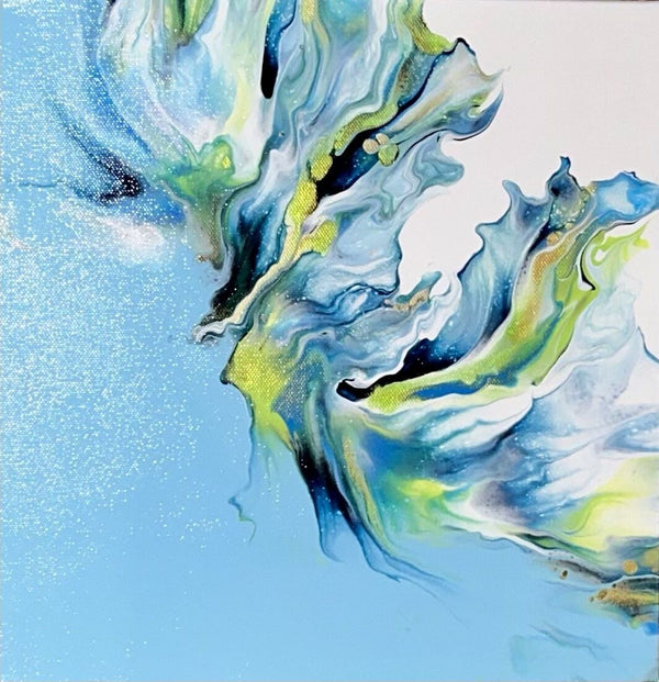 Blue Sweeps of Wind, 12" x 12" Painting Wendy Mataija