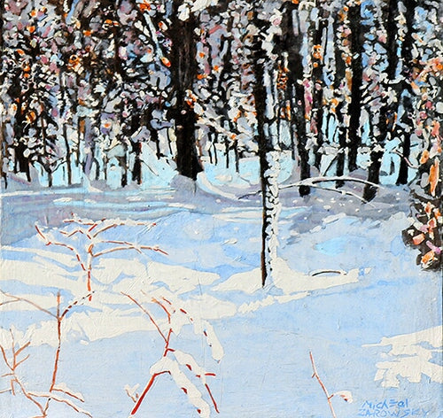 distance & amp, softness of deep woods day, 16" x 15" Painting Micheal Zarowsky