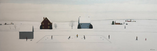 'Let's Watch the Game', 20" x 60" Painting Momo Simic