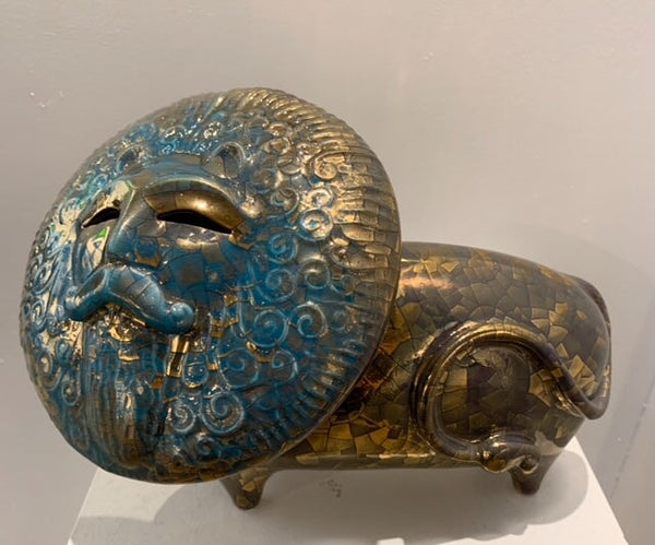 Lion Sun_Golden Glaze, 8"x 10.5" x 4.5" Artwork Reza