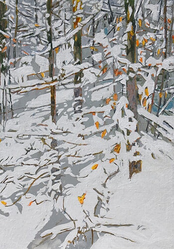 sunblight the morning after an overnight snowfall, 26" x 18" x 2" painting Micheal Zarowsky