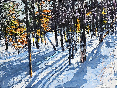 sunbright day beaver pond hardy lake, 18" x 24" Painting Micheal Zarowsky