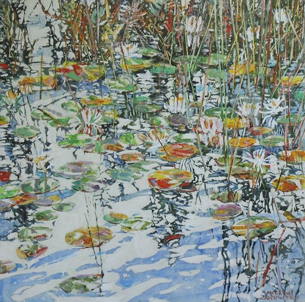 Water Lilies and Wild Rice, 24" x 24" Painting Micheal Zarowsky