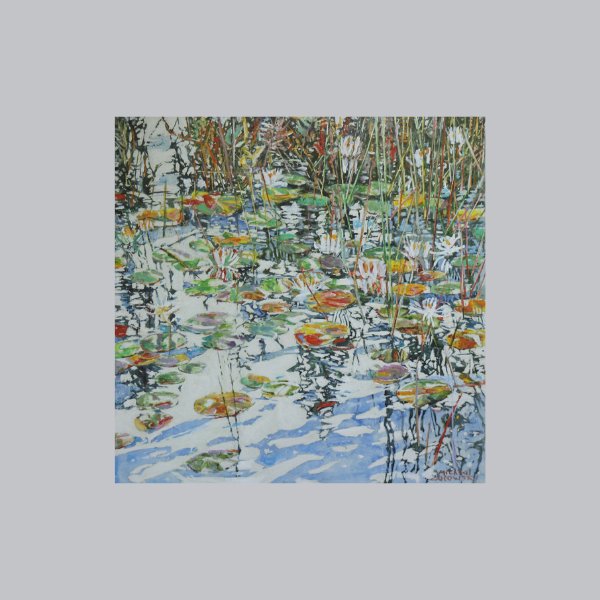 Water Lilies and Wild Rice, 24" x 24" Painting Micheal Zarowsky