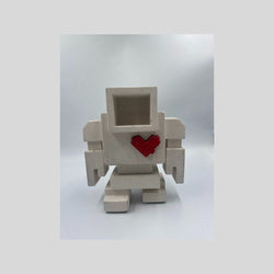 BLRH 1FT Lovebot ed. 1/3 (White with blood red heart), 12" x 12" x 10" Sculpture Matthew Del Degan
