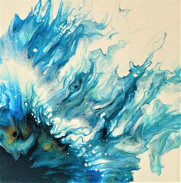 Blue Rapture, 12" x 12" Painting W. Mataija
