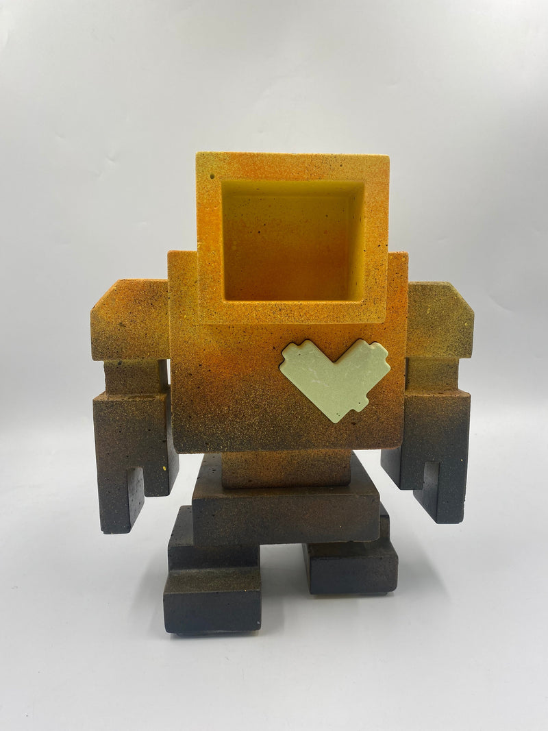 BR-BURST22 1FT Lovebot (Orange fade down to Black with a glow in the dark heart), 12" x 12" x 10" Sculpture Matthew Del Degan
