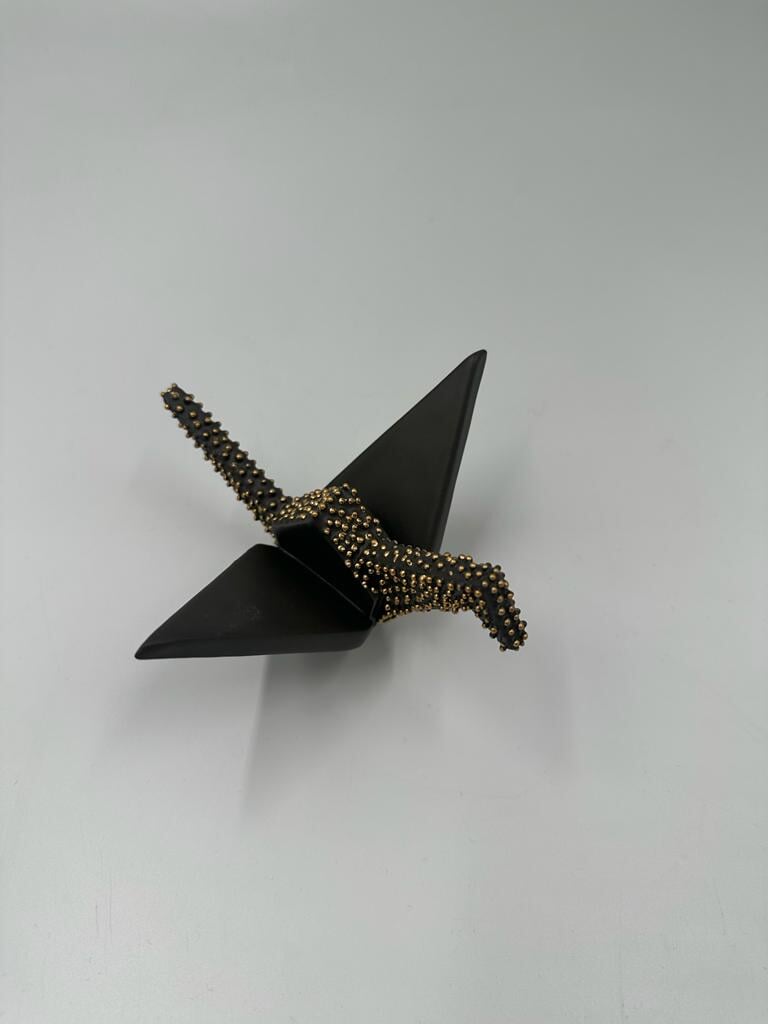 Ceramic Crane Black 4" x 5.5" Craft Neda Mazhari