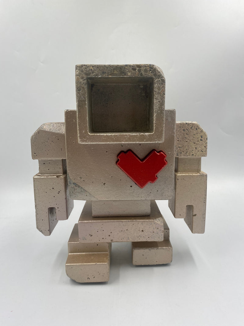 CHAMP-SHAVE 1FT Lovebot (Pale Gold with Metallic Red Heart), 12" x 12" x 10" Sculpture Matthew Del Degan