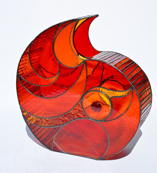 Comma, Stained Glass, 18" x 17" x 6" Sculpture J. Byrne