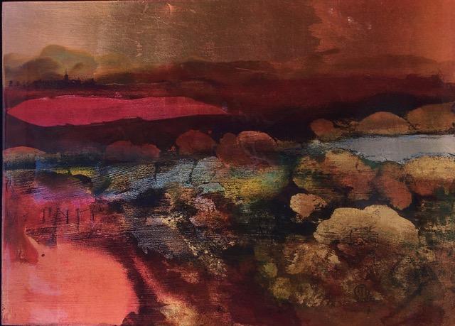 Crimson Cloud, 22" x 30" Painting M. Hanson