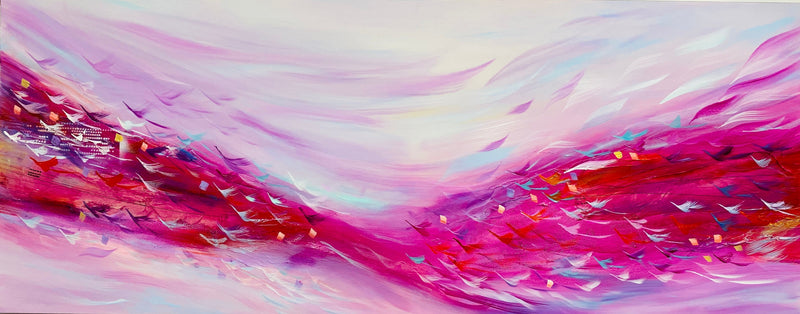 Dance In The Red Wine, 24" x 60" Painting Maryam Ebrahimi