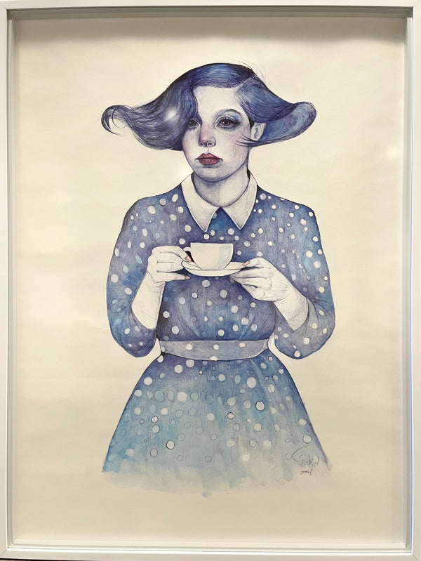 E. Bagheri, The Coffee Girl, 37.5"x49" Painting Ebrin Bagheri