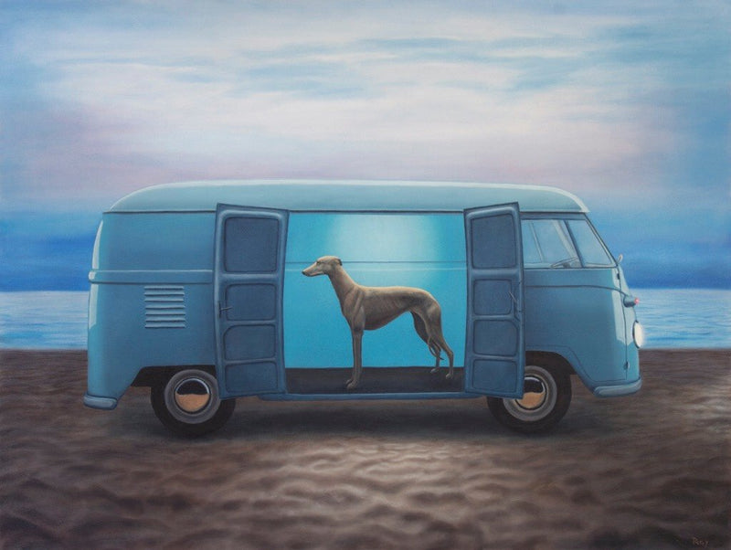 Greyhound Bus, 36" x 48" Painting S. Perry
