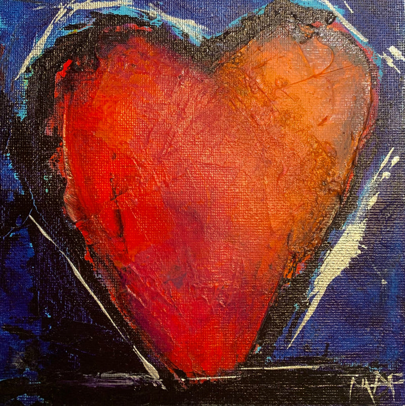 Heart #1, 6" x 6" Painting M. Freedman