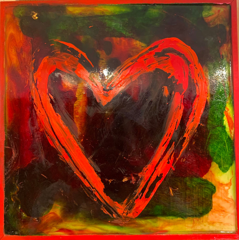 Heart #2, 10" x 10" Painting M. Freedman