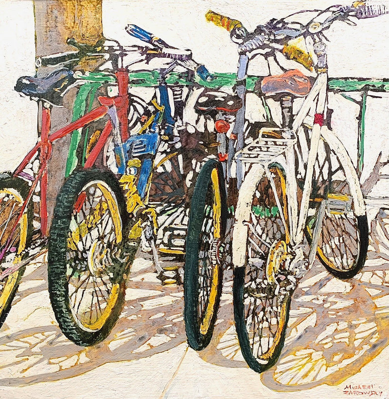 Lido Bikes, 16" x 16" Painting M. Zarowsky