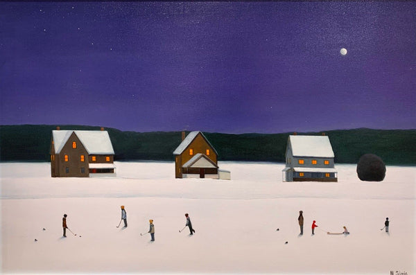 M. Simic, Let's Watch the Game, 24" x 36" Painting M. Simic