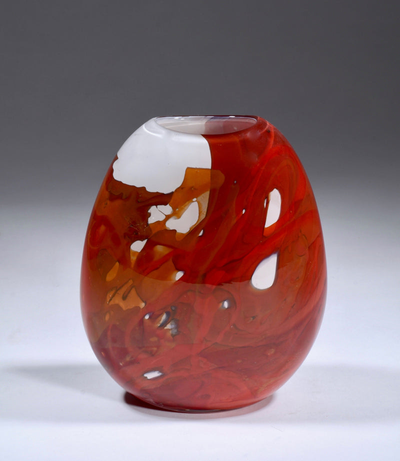 Medium Flattened Form Vase In Red Sculpture Susan Rankin