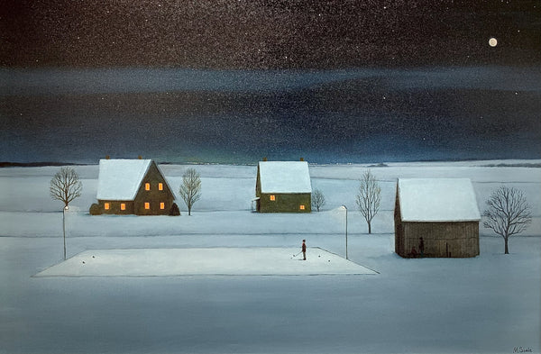 Night Game, 18" x 48" Painting M. Simic