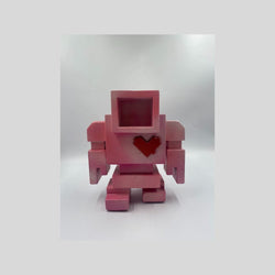 PRJ1-1V22 1FT Lovebot (Soft pinks with metallic red heart), 12" x 12" x 10" Sculpture Matthew Del Degan