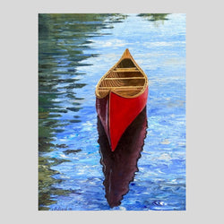 Red Canoe, 24" x 18" Painting Lloyd Wilson