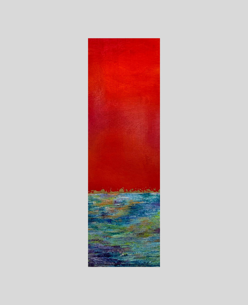 Red Horizon, 36" x 12" Painting K. Taylor