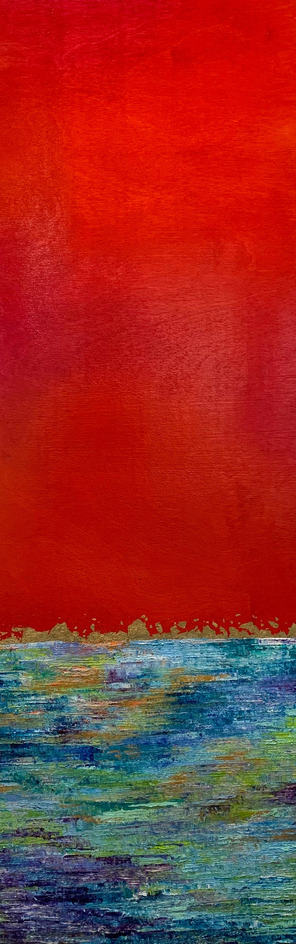 Red Horizon, 36" x 12" Painting K. Taylor