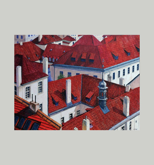 Rooftops, 36" x 48" Painting C. Loeb