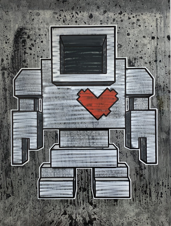 Scratchfill Lovebot, 48" x 36" M. Del Degan