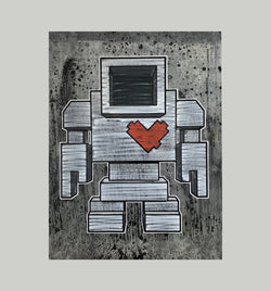 Scratchfill Lovebot, 48 x 36 by M. Del Degan – Arta Gallery in Toronto  Distillery