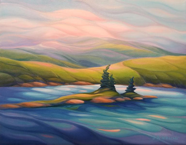 Serene Bell Lake, 16" x 20" Painting J. Wheeler