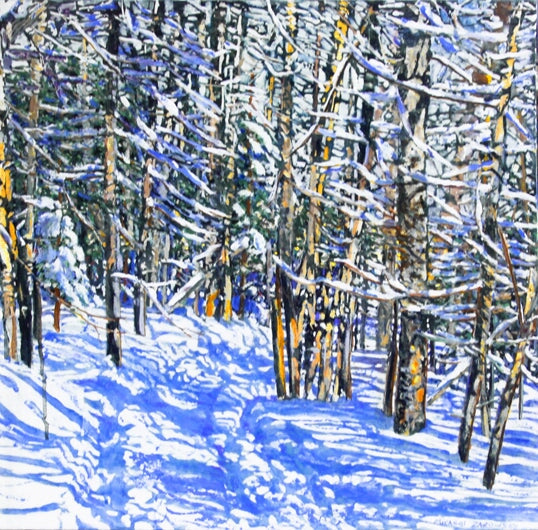 "Trail thru a blue Sky Day," 24" x 24" Painting Micheal Zarowsky