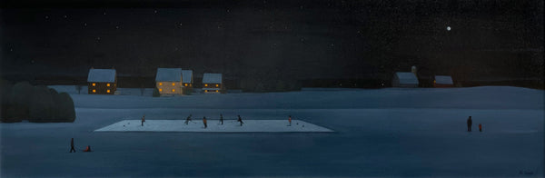 Under Moonlight, 20" X 60" Painting M. Simic