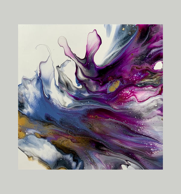 Violet Magic Smiles, 6" x 6" Painting W. Mataija