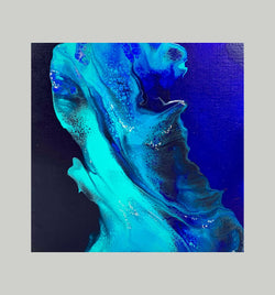 Wings Reflective of Turquoise, 6" x 6" Painting W. Mataija